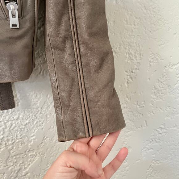 IRO Tara Leather Moto Motorcycle Biker Jacket Brown sz 40 US 6 8 - Picture 6 of 12